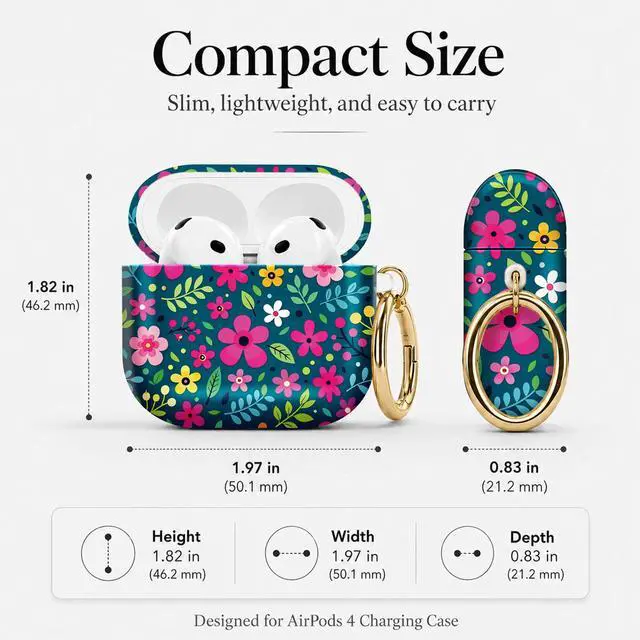 Alt view image 3 of 7 - Compatible with Airpod 4 Case,TPU Cute Pattern Protective, Shockproof Anti Scratch Case with Keychain Ring, Supports Wireless Charging(Colorful Floral with Bright Leaves)