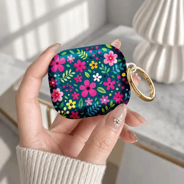Alt view image 7 of 7 - Compatible with Airpod 4 Case,TPU Cute Pattern Protective, Shockproof Anti Scratch Case with Keychain Ring, Supports Wireless Charging(Colorful Floral with Bright Leaves)