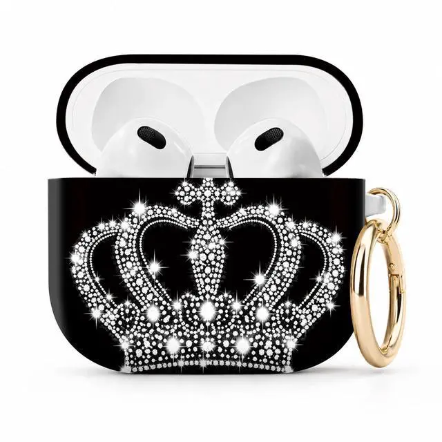 Main image of Compatible with Airpod 4 Case,TPU Cute Pattern Protective, Shockproof Anti Scratch Case with Keychain Ring, Supports Wireless Charging(Crown with Sparkling Dots and Gems)