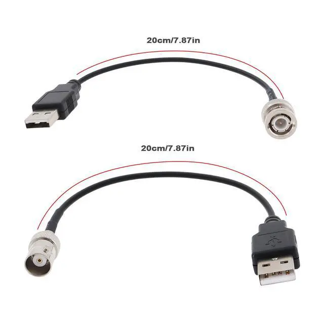 Alt view image 4 of 7 - 2pcs RG174 Cable BNC Male Female to USB 2.0 Male Connector Adapter Suitable for Power Coaxial Test (20cm 50 Ohm)