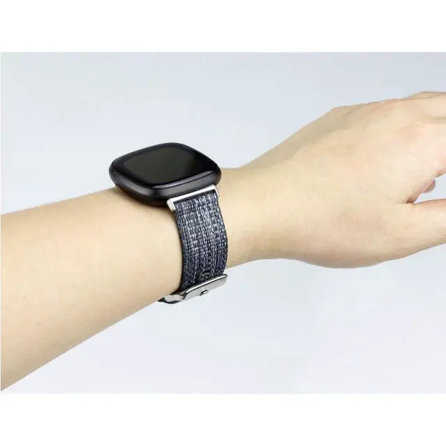 Alt view image 5 of 7 - Bands Compatible with Fitbit Sense 2/Versa 4/Versa 3/Sense, Breathable Woven Fabric Strap, Adjustable Replacement Wristbands for Women Men