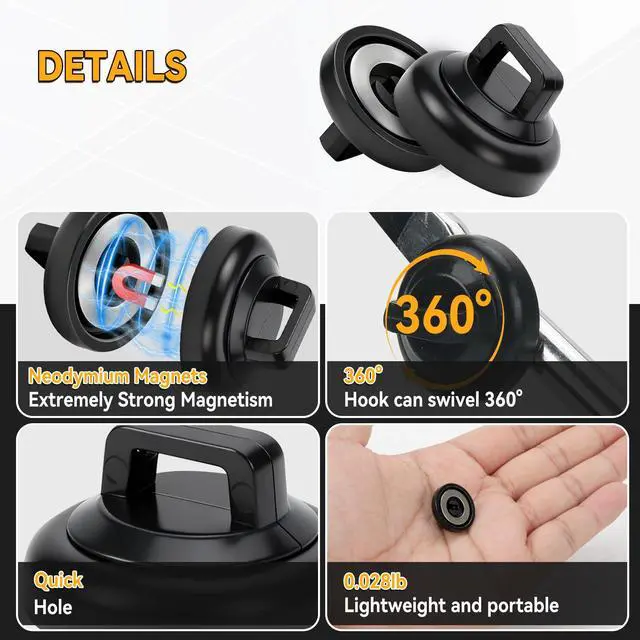Alt view image 4 of 7 - Magnetic Zip Tie Mounts with Cable Ties, 19 mm Diameter Magnet Base for Wire Cable Management for Home Office Car Marine Organization (Black,10)