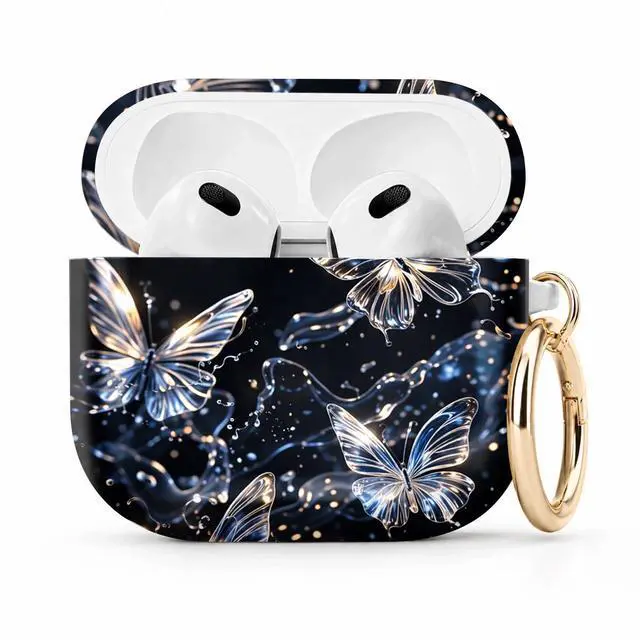 Main image of Compatible with Airpod 4 Case,TPU Cute Pattern Protective, Shockproof Anti Scratch Case with Keychain Ring, Supports Wireless Charging(Crystal Butterflies Floating in Darkness)