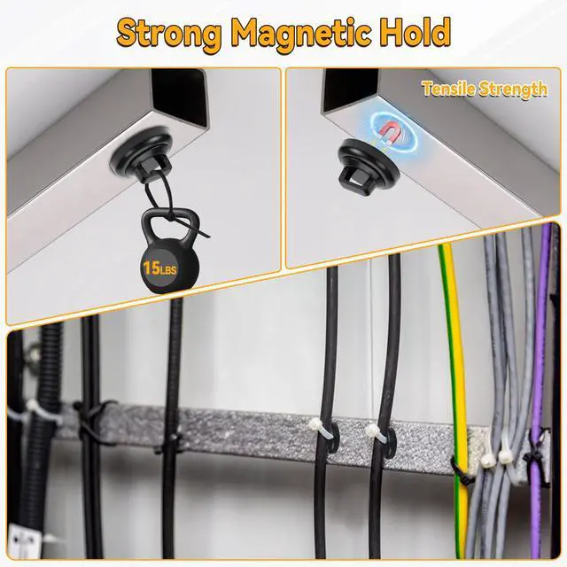 Alt view image 7 of 7 - Magnetic Zip Tie Mounts with Cable Ties, 19 mm Diameter Magnet Base for Wire Cable Management for Home Office Car Marine Organization (Black,10)