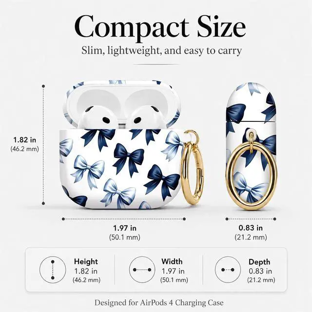 Alt view image 3 of 7 - Compatible with Airpod 4 Case,TPU Cute Pattern Protective, Shockproof Anti Scratch Case with Keychain Ring, Supports Wireless Charging(Blue Bows Repeating)