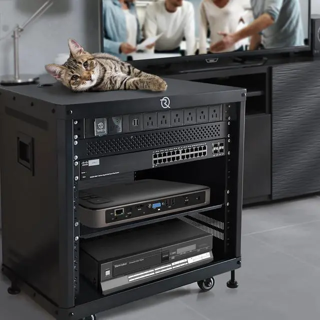 Alt view image 6 of 6 - PDU 6 Outlets with 2 USB Ports, Flexible Rack Mount Power Strip for 19 Server Cabinet, with Surge Protector for Network & Audio Devices, 1U Black