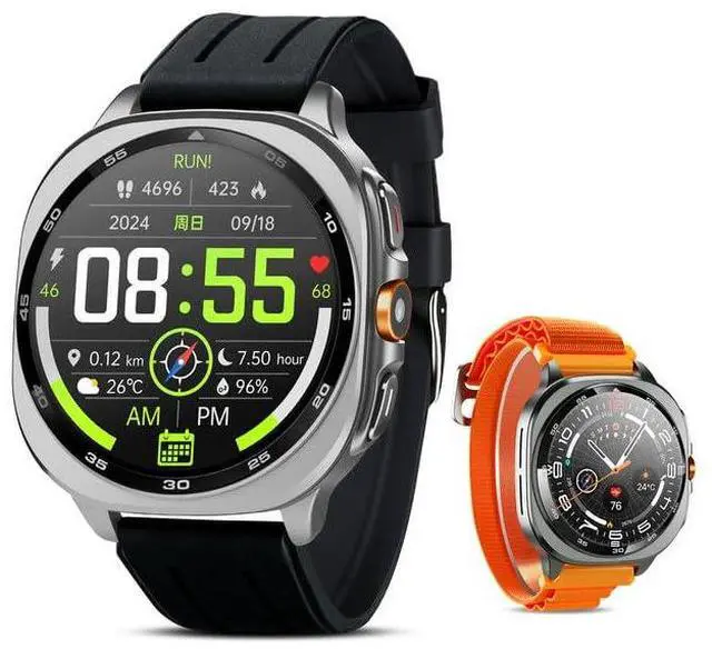 Main image of GPS Smart Watch for Men 1.43-inch HD AMOLED 3ATM Waterproof 530mAh Large Battery 100+ Sport Modes Flashlight Answer/Make Calls smart Watch for Android iOS Fitness and Sports Watch(2 Bands)