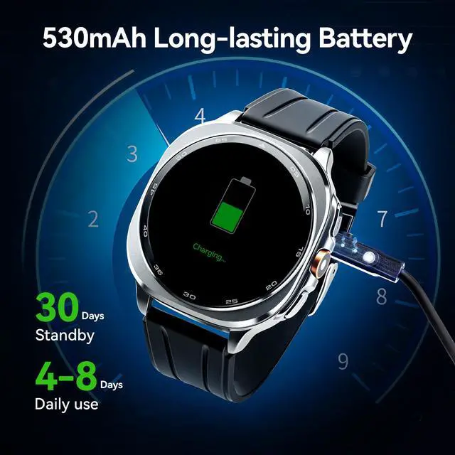 Alt view image 3 of 6 - GPS Smart Watch for Men 1.43-inch HD AMOLED 3ATM Waterproof 530mAh Large Battery 100+ Sport Modes Flashlight Answer/Make Calls smart Watch for Android iOS Fitness and Sports Watch(2 Bands)