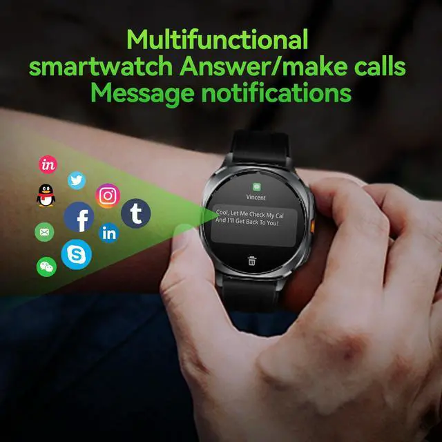 Alt view image 2 of 6 - GPS Smart Watch for Men 1.43-inch HD AMOLED 3ATM Waterproof 530mAh Large Battery 100+ Sport Modes Flashlight Answer/Make Calls smart Watch for Android iOS Fitness and Sports Watch(2 Bands)