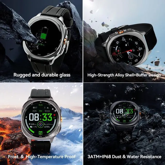 Alt view image 5 of 6 - GPS Smart Watch for Men 1.43-inch HD AMOLED 3ATM Waterproof 530mAh Large Battery 100+ Sport Modes Flashlight Answer/Make Calls smart Watch for Android iOS Fitness and Sports Watch(2 Bands)