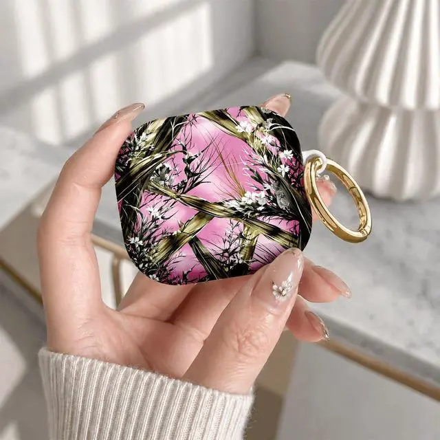 Alt view image 7 of 7 - Compatible with Airpod 4 Case,TPU Cute Pattern Protective, Shockproof Anti Scratch Case with Keychain Ring, Supports Wireless Charging(Abstract Botanical with Pink Background)