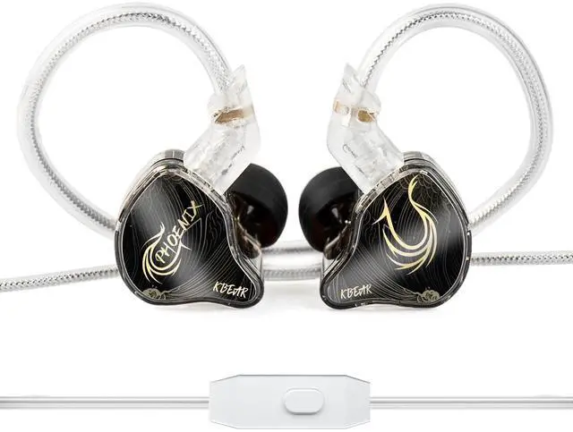 Main image of KBEAR Phoenix Wired Earbuds, Black with Mic | in Ear Headphones with 10mm DD+PET Driver, Stereo Clear Sound Gaming Headphones, in Ear Monitor for Music Gaming