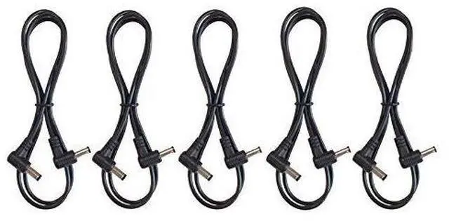 Main image of (5) Pack 3 Foot Right Angle DC Power 5.5mm x 2.1mm Patch Cables Wire Male to Male