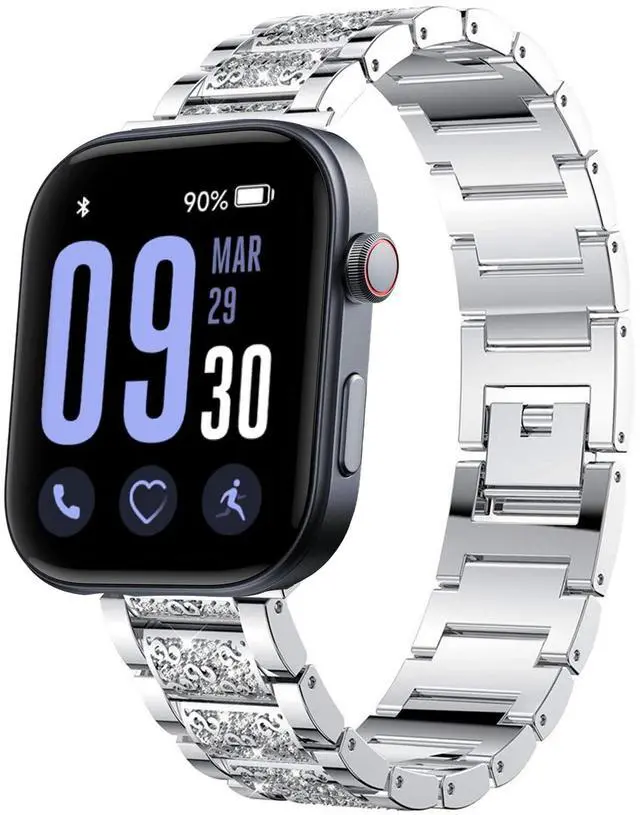 Main image of 22mm Women's Jewelry Bling Diamond Metal Dressy Strap, Adjustable Replacement Strap Accessories Compatible for GTX12, T60 Smart Watches