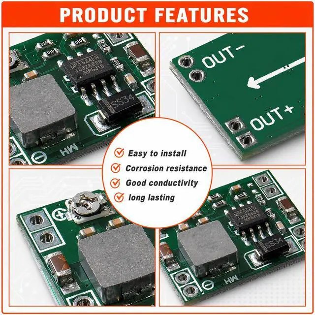 Alt view image 7 of 7 - 6-Pack MP1584EN Buck Converter, DC-DC, 3A Adjustable | 4.5-28V input to 0.8-20V output, up to 92% efficiency, compact 22x17x4mm, for DIY electronics
