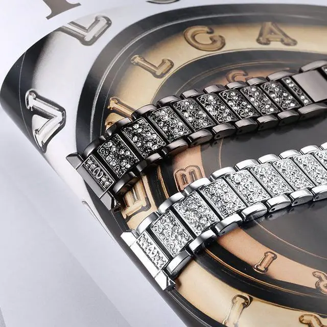Alt view image 5 of 6 - 22mm Women's Jewelry Bling Diamond Metal Dressy Strap, Adjustable Replacement Strap Accessories Compatible for GTX12, T60 Smart Watches