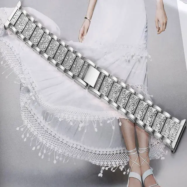 Alt view image 6 of 6 - 22mm Women's Jewelry Bling Diamond Metal Dressy Strap, Adjustable Replacement Strap Accessories Compatible for GTX12, T60 Smart Watches