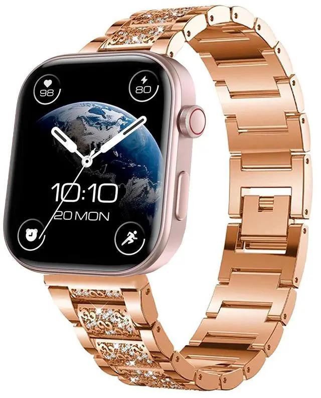 Main image of 22mm Women's Jewelry Bling Diamond Metal Dressy Strap, Adjustable Replacement Strap Accessories Compatible for GTX12, T60 Smart Watches