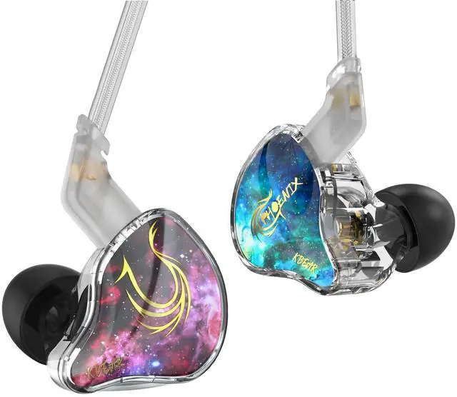 Main image of KBEAR Phoenix Wired Earbuds, RedBlue with Mic | in Ear Headphones with 10mm DD+PET Driver, Stereo Clear Sound Gaming Headphones, in Ear Monitor for Music Gaming