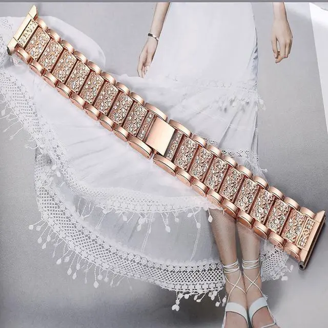 Alt view image 6 of 6 - 22mm Women's Jewelry Bling Diamond Metal Dressy Strap, Adjustable Replacement Strap Accessories Compatible for GTX12, T60 Smart Watches