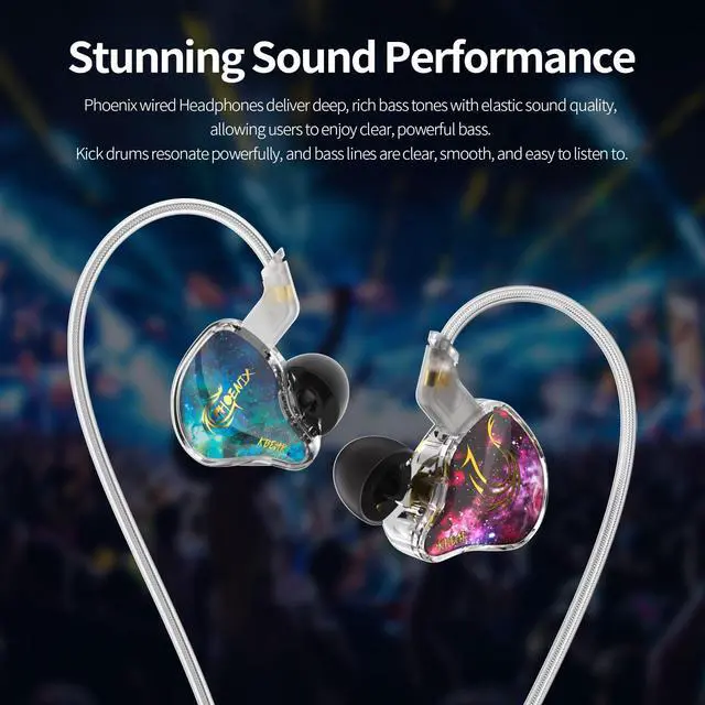 Alt view image 4 of 6 - KBEAR Phoenix Wired Earbuds, RedBlue with Mic | in Ear Headphones with 10mm DD+PET Driver, Stereo Clear Sound Gaming Headphones, in Ear Monitor for Music Gaming