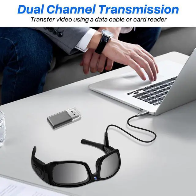 Alt view image 6 of 7 - HD 1080P Camera Sport Glasses Bluetooth Sunglasses Video Camera, Glasses Action Camera with Earphone for Outdoor, Travel, Cycling (No Audio)