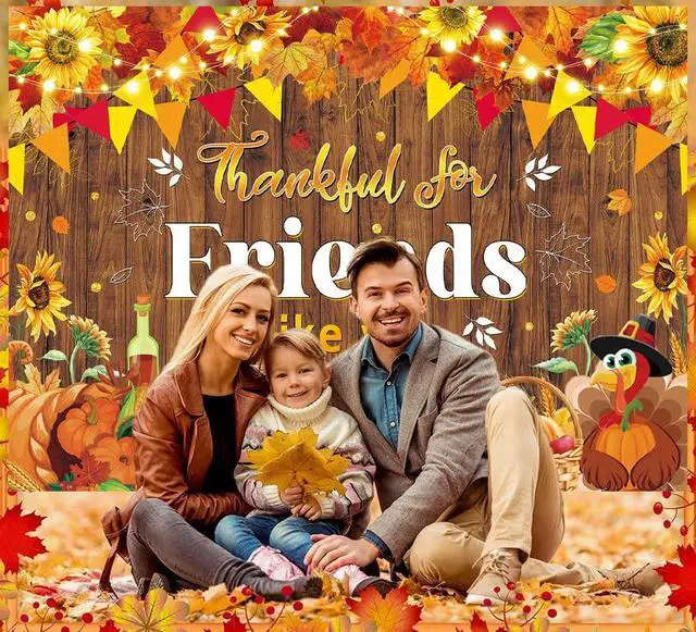 Alt view image 2 of 7 - Happy Friendsgiving Party Backdrop Thankful for Friends Like You Photography Background Fall Thanksgiving Friends Giving Give Thanks Party Decorations Banner (94X70 inch (8x6FT))