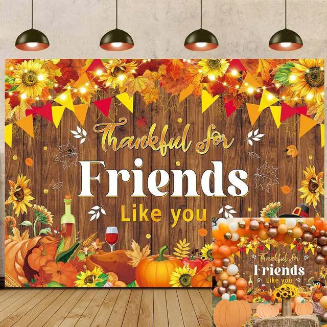 Main image of Happy Friendsgiving Party Backdrop Thankful for Friends Like You Photography Background Fall Thanksgiving Friends Giving Give Thanks Party Decorations Banner (94X70 inch (8x6FT))