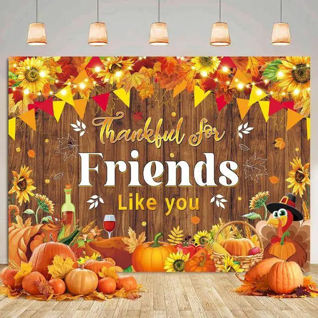 Alt view image 4 of 7 - Happy Friendsgiving Party Backdrop Thankful for Friends Like You Photography Background Fall Thanksgiving Friends Giving Give Thanks Party Decorations Banner (94X70 inch (8x6FT))