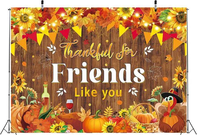Alt view image 5 of 7 - Happy Friendsgiving Party Backdrop Thankful for Friends Like You Photography Background Fall Thanksgiving Friends Giving Give Thanks Party Decorations Banner (94X70 inch (8x6FT))