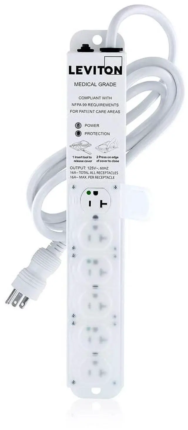 Main image of Medical Grade Surge Protective Power Strip, 20-Amp, 125-volt, 6-Outlets, 7-Feet Cord Length, 5306M-2S7