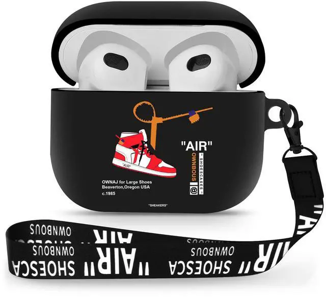 Main image of for Airpods 3rd Generation Case with Lanyard Cute Cartoon Sports Shoes, Protective TPU Soft Cases Cover Rugged for Apple Airpods 3 Case with Keychain for Women MenRed