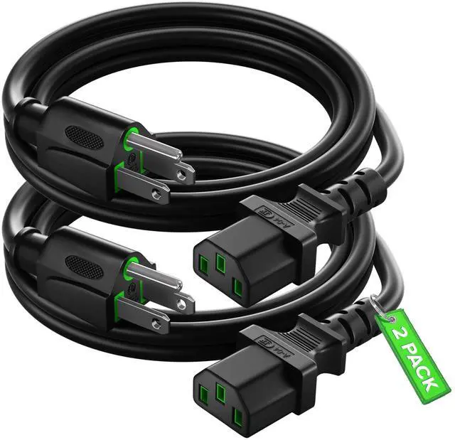 Main image of 4 Feet 2 Pack Universal Computer Monitor Power Cord, C13 Power Cable for Monitor, PC, Desktop, Printer, Scanner, 16 AWG NEMA 5-15P to IEC13 - UL Certified