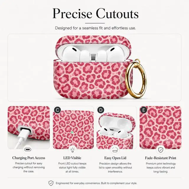 Alt view image 3 of 7 - Compatible with AirPod Pro 3 Case (2025), Stylish Pattern Protective Cover with Keychain, Shockproof Anti-Drop TPU Case for Women and Men(Pink Spot)