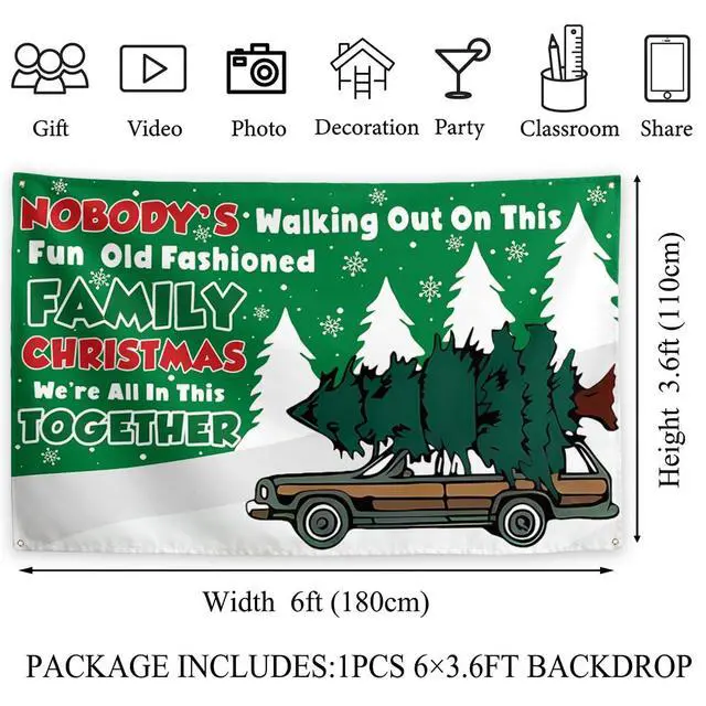Alt view image 5 of 5 - Christmas Backdrop 71×43 Inch New Year Xmas Decorations for Home | Seasonal Christmas Decor, Photo Background, Wall Ornament for Xmas Home Events and New Year Festivities