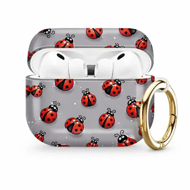 Main image of Compatible with AirPod Pro 3 Case (2025), Stylish Pattern Protective Cover with Keychain, Shockproof Anti-Drop TPU Case for Women and Men(Ladybird Gray Background)