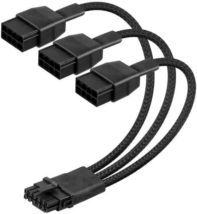 Main image of 16AWG PCIE 5.0 GPU Power Extension Cable,12VHPWR 16 Pin(12+4) GPU Male to 3 X 8 Pin PCIE Female Splitter Power Sleeved Cable for RTX 40/50 Series Graphics Cards(0.3M/0.98FT)