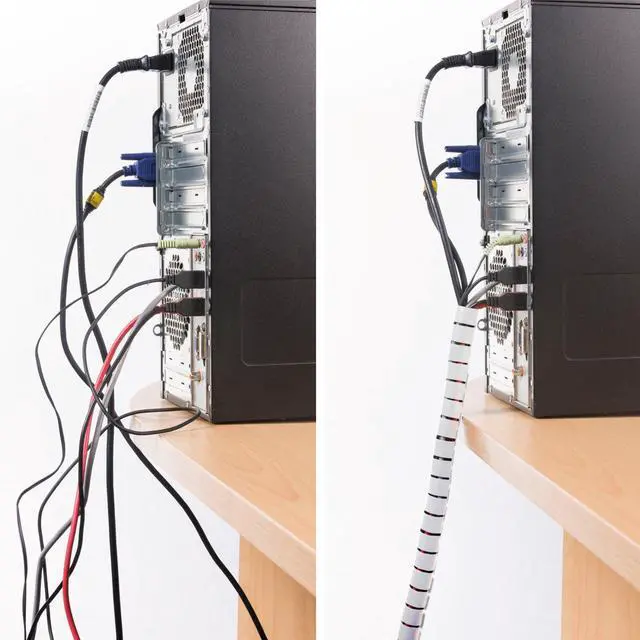 Alt view image 4 of 5 - Cable Zipper Cord Tube Organizer with Zip Tool, 8.2 Feet, Cable Management Sleeve, Cover for Long Wire Runs, 1 Inch Diameter (8.2 FT, White)