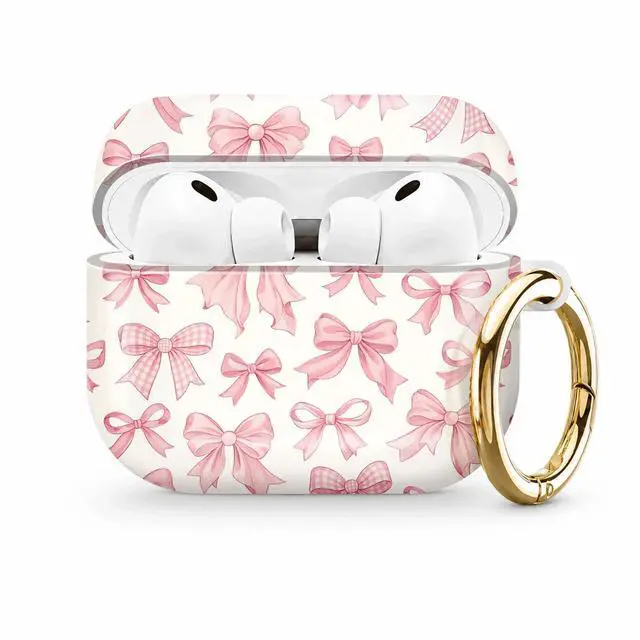 Main image of Compatible with AirPod Pro 3 Case (2025), Stylish Pattern Protective Cover with Keychain, Shockproof Anti-Drop TPU Case for Women and Men(Pink Bows)