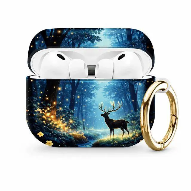 Main image of Compatible with AirPod Pro 3 Case (2025), Stylish Pattern Protective Cover with Keychain, Shockproof Anti-Drop TPU Case for Women and Men(Enchanted Forest Deer Glow Lights)