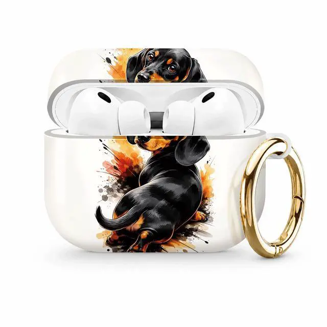 Main image of Compatible with AirPod Pro 3 Case (2025), Stylish Pattern Protective Cover with Keychain, Shockproof Anti-Drop TPU Case for Women and Men(Dachshund Artistic Splash)