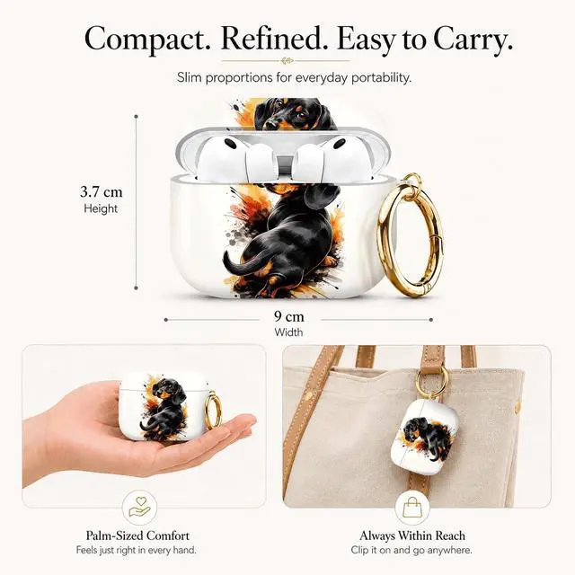 Alt view image 2 of 7 - Compatible with AirPod Pro 3 Case (2025), Stylish Pattern Protective Cover with Keychain, Shockproof Anti-Drop TPU Case for Women and Men(Dachshund Artistic Splash)