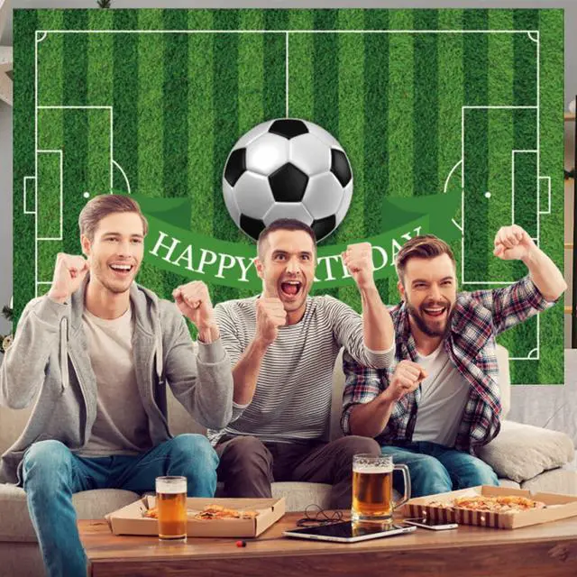 Alt view image 4 of 7 - 8x6ft Soccer Birthday Party Backdrop Football Field Photography Background | for Boys Birthday Ceremony Room Decor Soccer Sport Photo Wallpaper, Polyester