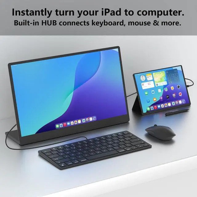 Alt view image 5 of 7 - Portable Monitor 15.6 Inch 1080p Built-in Hub Docking Station 64G Storage Card IPS Display with Foldable Stand for Mac Windows, iPad,Smart Phone