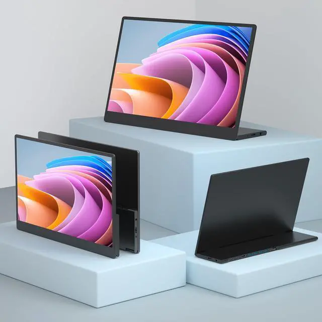 Alt view image 7 of 7 - Portable Monitor 15.6 Inch 1080p Built-in Hub Docking Station 64G Storage Card IPS Display with Foldable Stand for Mac Windows, iPad,Smart Phone