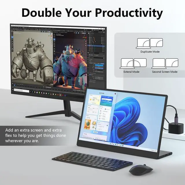 Alt view image 4 of 7 - Portable Monitor 15.6 Inch 1080p Built-in Hub Docking Station 64G Storage Card IPS Display with Foldable Stand for Mac Windows, iPad,Smart Phone