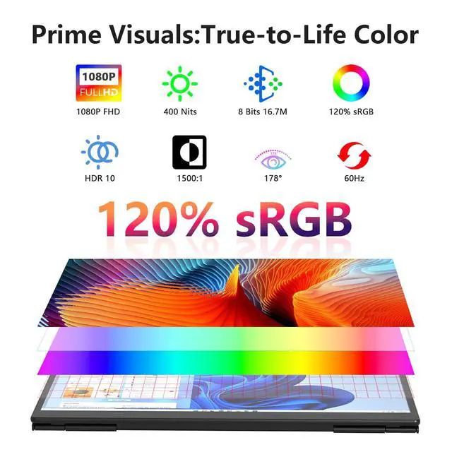 Alt view image 6 of 7 - Portable Monitor 15.6 Inch 1080p Built-in Hub Docking Station 64G Storage Card IPS Display with Foldable Stand for Mac Windows, iPad,Smart Phone