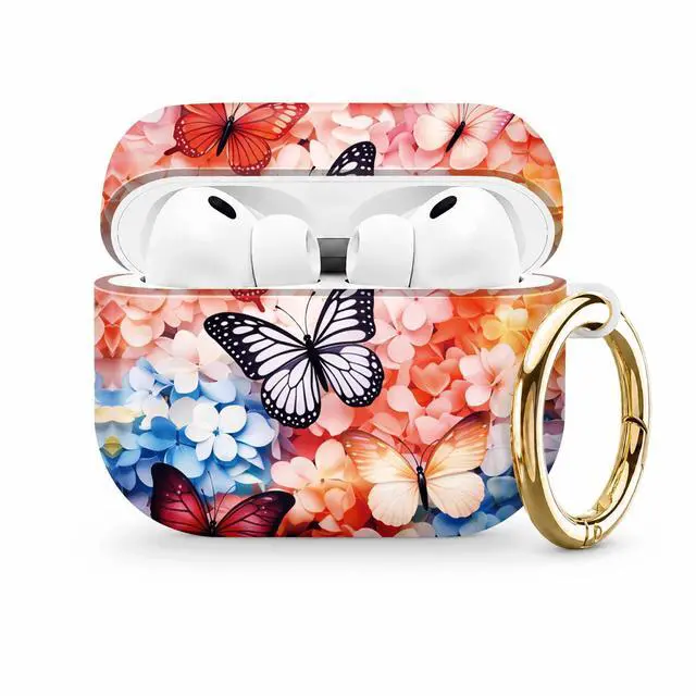 Main image of Compatible with AirPod Pro 3 Case (2025), Stylish Pattern Protective Cover with Keychain, Shockproof Anti-Drop TPU Case for Women and Men(Butterfly Floral)