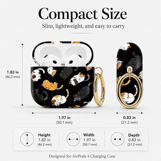 Alt view image 3 of 7 - Compatible with Airpod 4 Case,TPU Cute Pattern Protective, Shockproof Anti Scratch Case with Keychain Ring, Supports Wireless Charging(Cute Cats Playing)