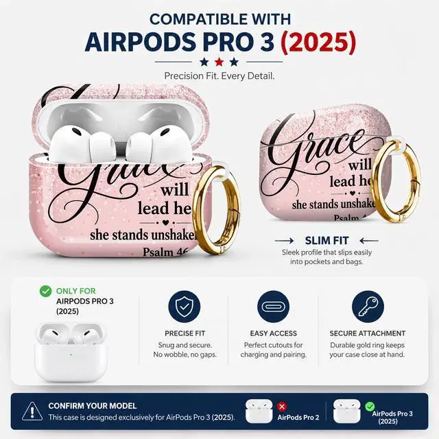 Alt view image 2 of 7 - Compatiable with AirPod Pro 3 Trendy Case with Keychain Shockproof and Full Coverage, Unique Pattern Design for 3rd Gen Airpod Pro(Pink Sparkle)